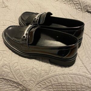 Black Pleather Loafers